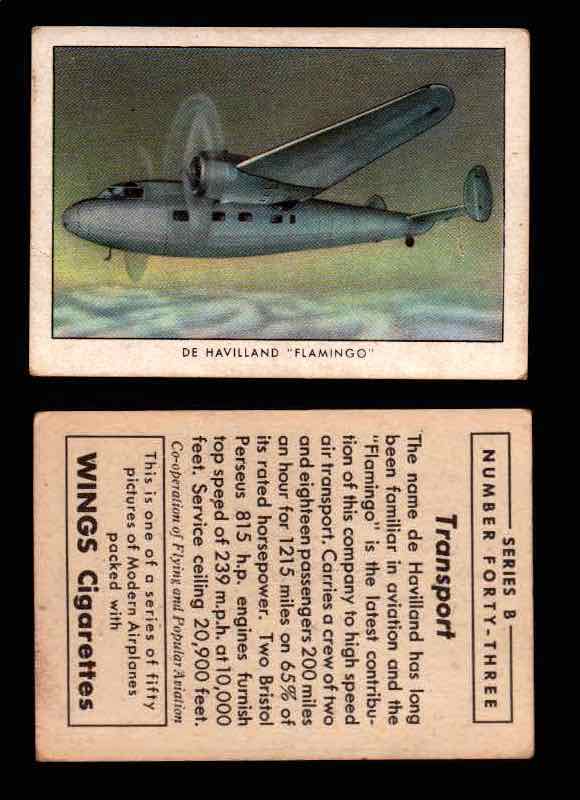 1941 Modern American Airplanes Series B Vintage Trading Cards Pick Singles #1-50 43	 	de Haviland "Flamingo"  - TvMovieCards.com