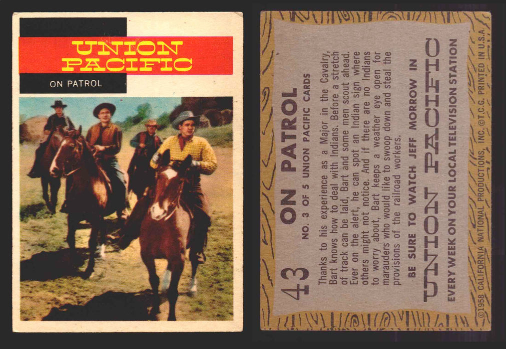 1958 TV Westerns Topps Vintage Trading Cards You Pick Singles #1-71 43   On Patrol  - TvMovieCards.com