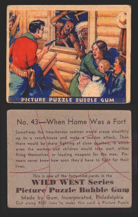 Wild West Series Vintage Trading Card You Pick Singles #1-#49 Gum Inc. 1933 43   When Home Was a Fort  - TvMovieCards.com