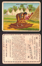 1910 T73 Hassan Cigarettes Indian Life In The 60's Tobacco Trading Cards Singles #43 Squaw Fleshing a Robe  - TvMovieCards.com