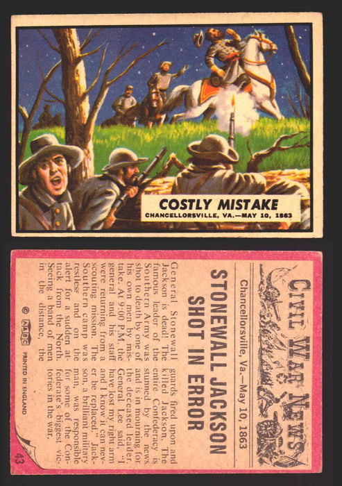 Civil War News Vintage Trading Cards A&BC Gum You Pick Singles #1-88 1965 43   Costly Mistake  - TvMovieCards.com