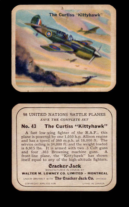 Cracker Jack United Nations Battle Planes Vintage You Pick Single Cards #1-70 #43  - TvMovieCards.com