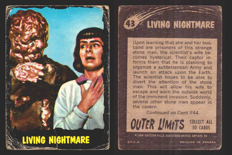 1964 Outer Limits Vintage Trading Cards #1-50 You Pick Singles O-Pee-Chee OPC 43   Living Nightmare  - TvMovieCards.com
