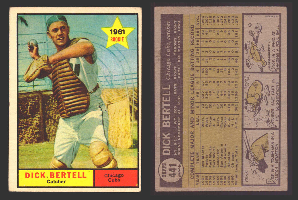 1961 Topps Baseball Trading Card You Pick Singles #400-#499 VG/EX #	441 Dick Bertell - Chicago Cubs RC  - TvMovieCards.com