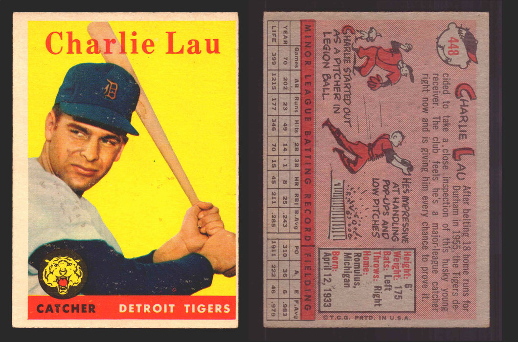 1958 Topps Baseball Trading Card You Pick Single Cards #1 - 495 EX/NM #	448	Charlie Lau  - TvMovieCards.com