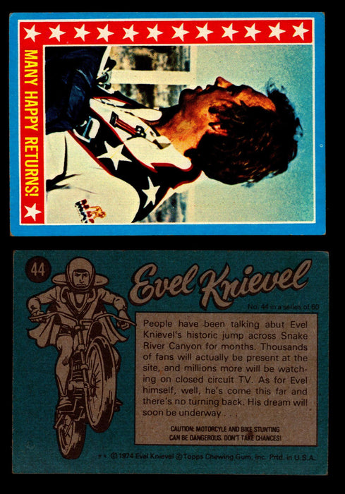 Evel Knievel Topps 1974 Vintage Trading Cards You Pick Singles #1-60 #44  - TvMovieCards.com