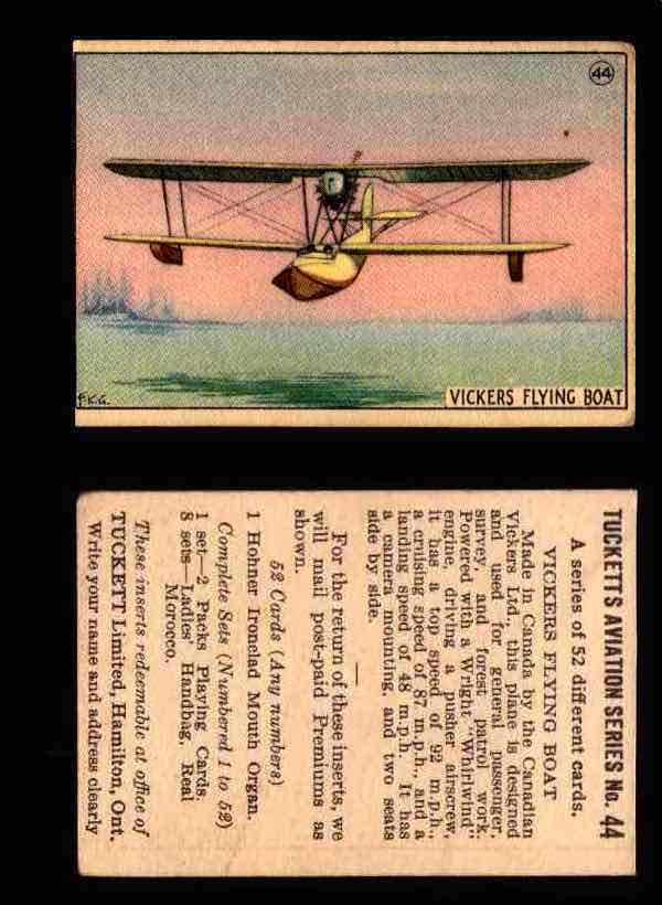 1929 Tucketts Aviation Series 1 Vintage Trading Cards You Pick Singles #1-52 #44 Vickers Flying Boat  - TvMovieCards.com