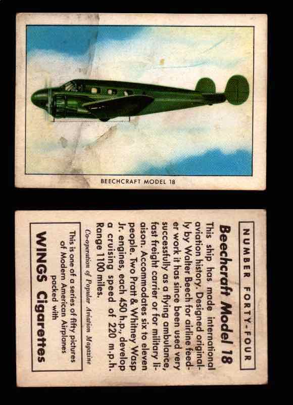 1940 Modern American Airplanes Series 1 Vintage Trading Cards Pick Singles #1-50 44 Beechcraft Model 18  - TvMovieCards.com