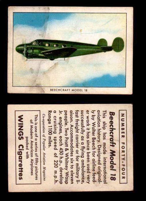 1940 Modern American Airplanes Series 1 Vintage Trading Cards Pick Singles #1-50 44 Beechcraft Model 18  - TvMovieCards.com