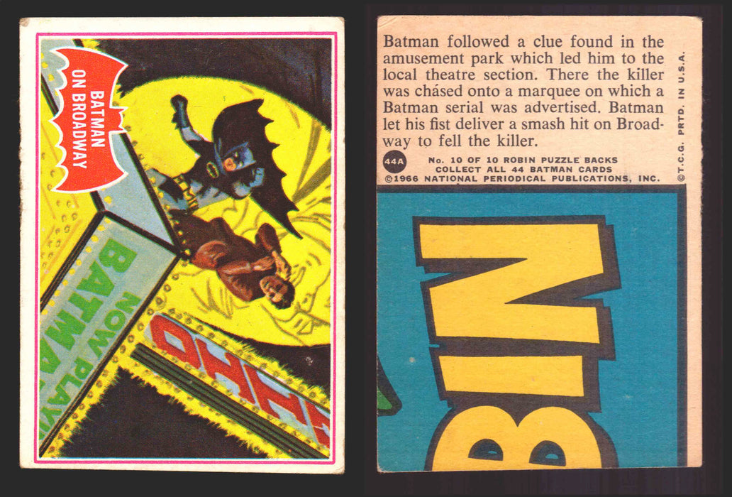 1966 Batman Series A (Red Bat) Vintage Trading Card You Pick Singles #1A-44A #44  - TvMovieCards.com