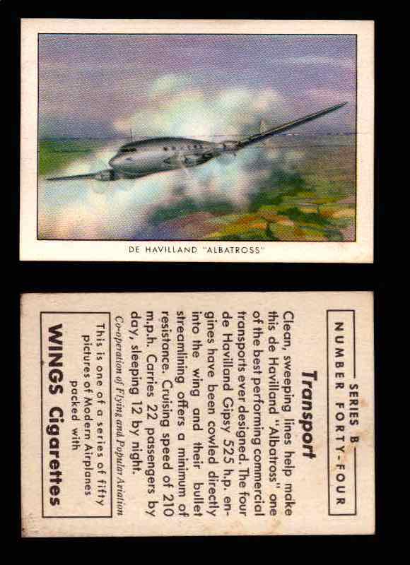 1941 Modern American Airplanes Series B Vintage Trading Cards Pick Singles #1-50 44	 	de Haviland "Albatross"  - TvMovieCards.com