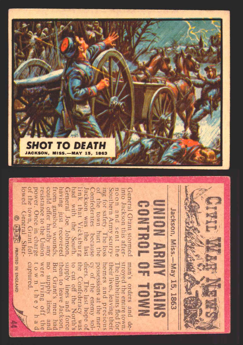 Civil War News Vintage Trading Cards A&BC Gum You Pick Singles #1-88 1965 44   Shot to Death  - TvMovieCards.com