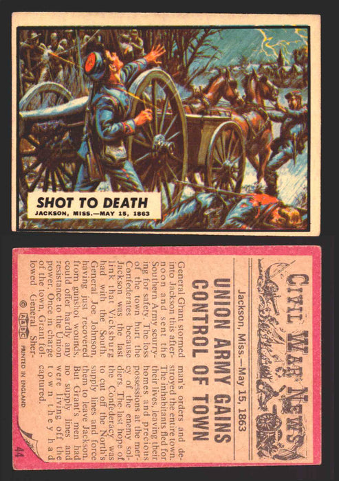 Civil War News Vintage Trading Cards A&BC Gum You Pick Singles #1-88 1965 44   Shot to Death  - TvMovieCards.com