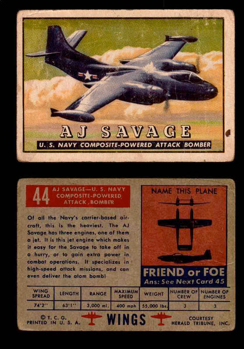1952 Wings Topps TCG Vintage Trading Cards You Pick Singles #1-100 #44  - TvMovieCards.com