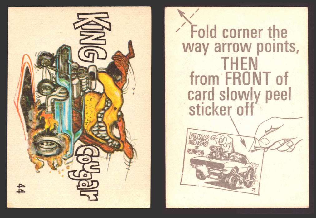 1969 Odd Rods Vintage Sticker Trading Cards #1-#44 You Pick Singles Donruss #	44	King Cougar  - TvMovieCards.com