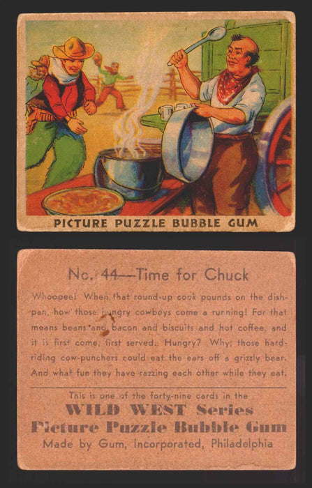 Wild West Series Vintage Trading Card You Pick Singles #1-#49 Gum Inc. 1933 44   Time for Chuck  - TvMovieCards.com