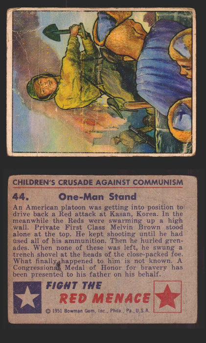 1951 Red Menace Vintage Trading Cards #1-48 You Pick Singles Bowman Gum 44   One-Man Stand  - TvMovieCards.com