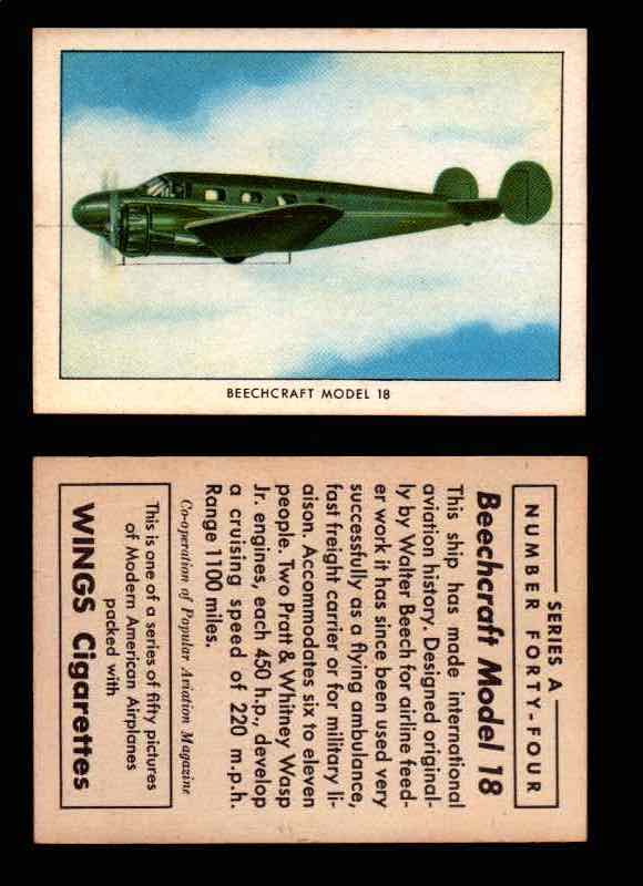 1940 Modern American Airplanes Series A Vintage Trading Cards Pick Singles #1-50 44 Beechcraft Model 18  - TvMovieCards.com