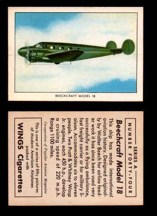 1940 Modern American Airplanes Series A Vintage Trading Cards Pick Singles #1-50 44 Beechcraft Model 18  - TvMovieCards.com