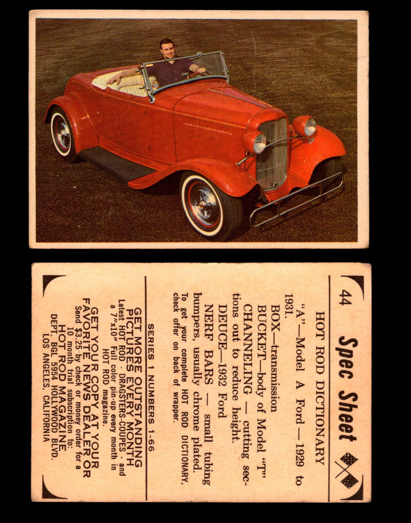 1965 Donruss Spec Sheet Vintage Hot Rods Trading Cards You Pick Singles #1-66 #44  - TvMovieCards.com