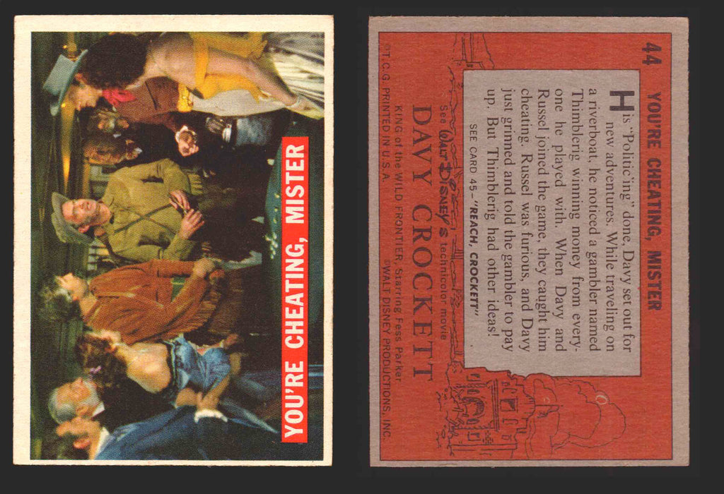 Davy Crockett Series 1 1956 Walt Disney Topps Vintage Trading Cards You Pick Sin 44   You're Cheating Mister  - TvMovieCards.com