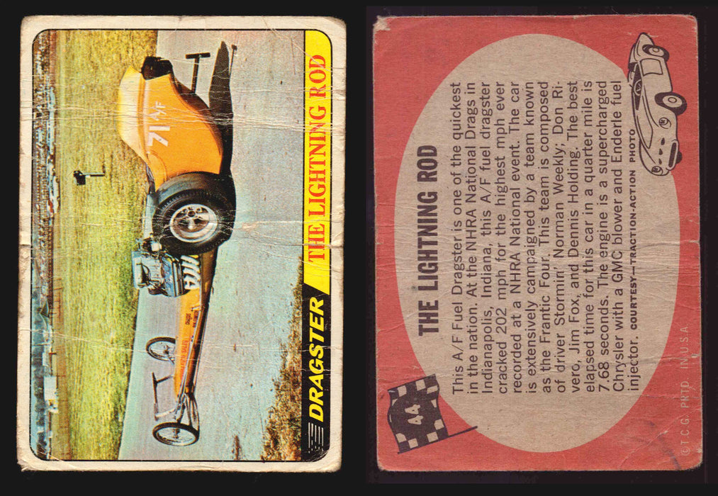 Hot Rods Topps 1968 George Barris Vintage Trading Cards #1-66 You Pick Singles #44 The Lightning Rod (creased)  - TvMovieCards.com