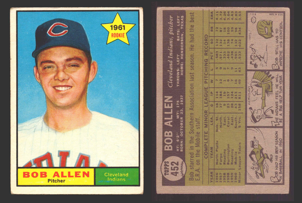 1961 Topps Baseball Trading Card You Pick Singles #400-#499 VG/EX #	452 Bob Allen - Cleveland Indians  - TvMovieCards.com