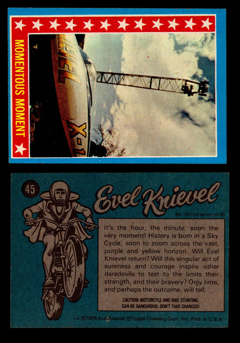 Evel Knievel Topps 1974 Vintage Trading Cards You Pick Singles #1-60 #45  - TvMovieCards.com
