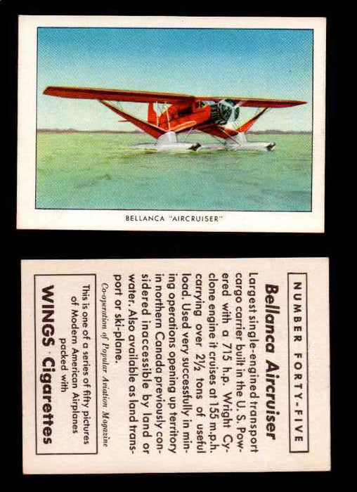1940 Modern American Airplanes Series 1 Vintage Trading Cards Pick Singles #1-50 45 Bellanca “Aircruiser”  - TvMovieCards.com