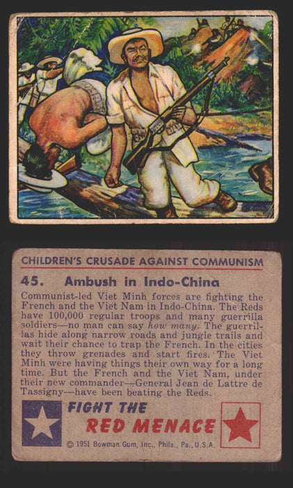 1951 Red Menace Vintage Trading Cards #1-48 You Pick Singles Bowman Gum 45   Ambush in Indo-China  - TvMovieCards.com