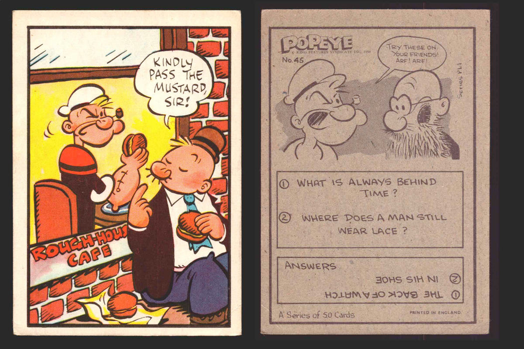 1959 Popeye Chix Confectionery Vintage Trading Card You Pick Singles #1-50 45   Kindly pass the mustard    sir!  - TvMovieCards.com