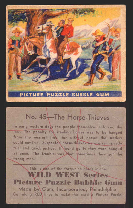 Wild West Series Vintage Trading Card You Pick Singles #1-#49 Gum Inc. 1933 45   The Horse-Thieves  - TvMovieCards.com