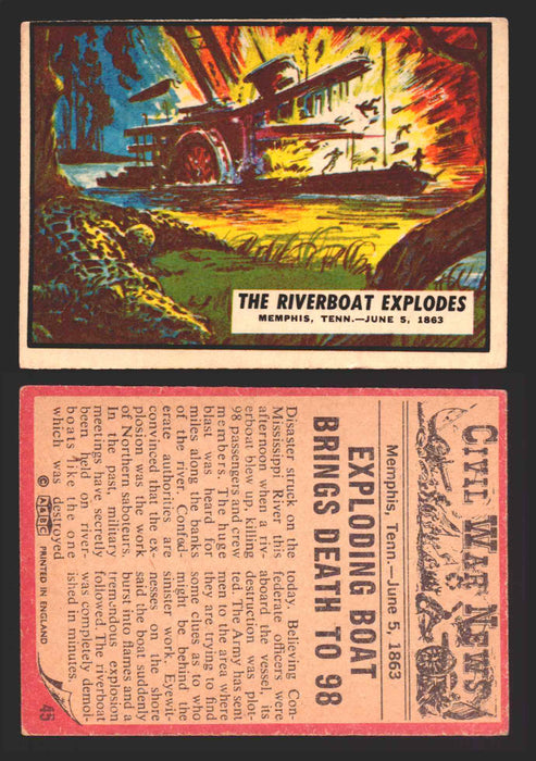 Civil War News Vintage Trading Cards A&BC Gum You Pick Singles #1-88 1965 45   The Riverboat Explodes  - TvMovieCards.com
