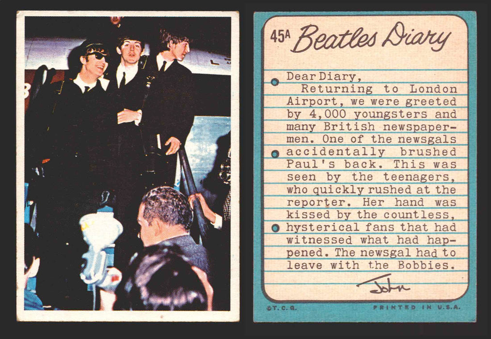 Beatles Diary Topps 1964 Vintage Trading Cards You Pick Singles #1A-#60A #	45	A  - TvMovieCards.com
