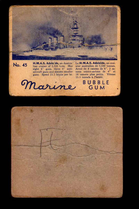 1944 Marine Bubble Gum World Wide V403-1 Vintage Trading Card #1-120 Singles #45 H.M.A.S. Adelaide  - TvMovieCards.com
