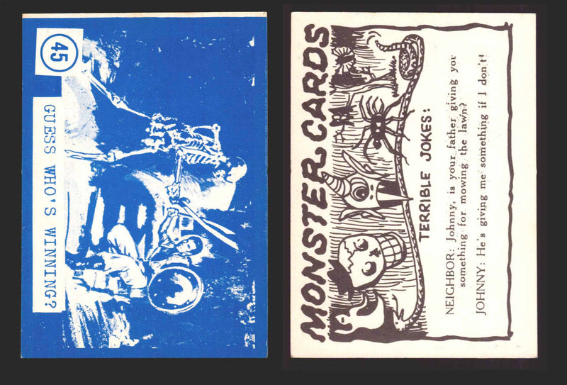 1965 Blue Monster Cards Vintage Trading Cards You Pick Singles #1-84 Rosen 45   Guess Who's Winning?  - TvMovieCards.com
