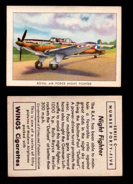 1942 Modern American Airplanes Series C Vintage Trading Cards Pick Singles #1-50 45	 	Royal Air Force Night Fighter  - TvMovieCards.com