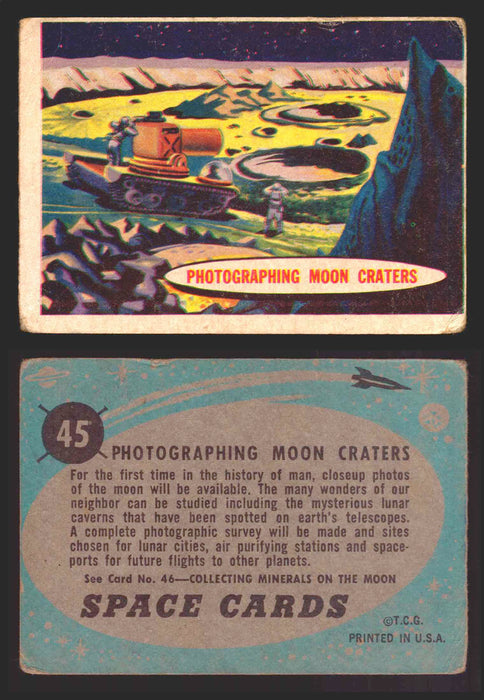 1957 Space Cards Topps Vintage Trading Cards #1-88 You Pick Singles 45   Photographing Moon Craters  - TvMovieCards.com