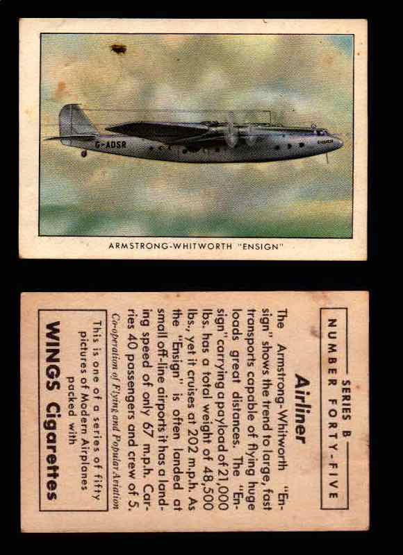 1941 Modern American Airplanes Series B Vintage Trading Cards Pick Singles #1-50 45	 	Armstrong-Whitworth "Ensign"  - TvMovieCards.com