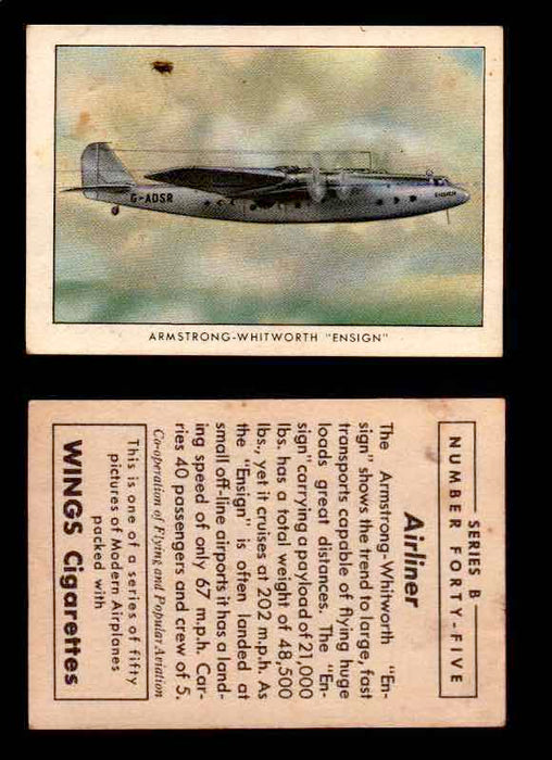 1941 Modern American Airplanes Series B Vintage Trading Cards Pick Singles #1-50 45	 	Armstrong-Whitworth "Ensign"  - TvMovieCards.com