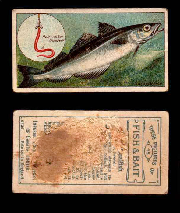 1910 Fish and Bait Imperial Tobacco Vintage Trading Cards You Pick Singles #1-50 #45 The Coalfish  - TvMovieCards.com
