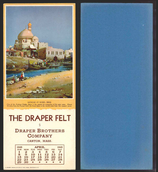 Draper Brother Co Images of the World Advertising Calendar 1945-1957 You Pick April 1945  - TvMovieCards.com