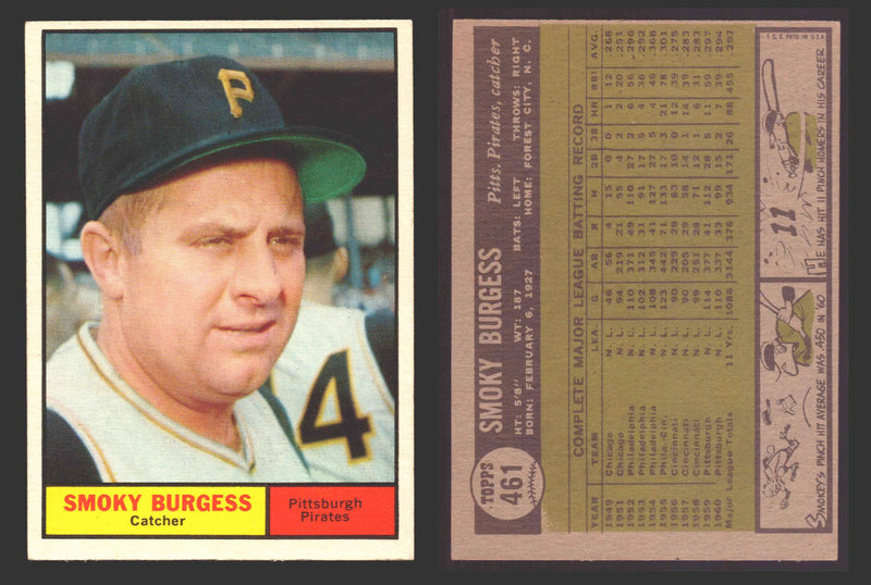 1961 Topps Baseball Trading Card You Pick Singles #400-#499 VG/EX   - TvMovieCards.com