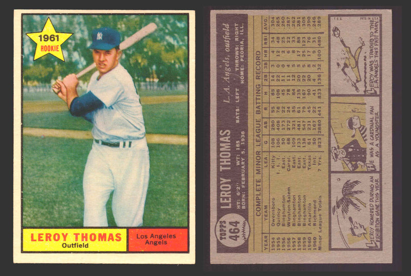 1961 Topps Baseball Trading Card You Pick Singles #400-#499 VG/EX #	464 Lee Thomas - Los Angeles Angels  - TvMovieCards.com