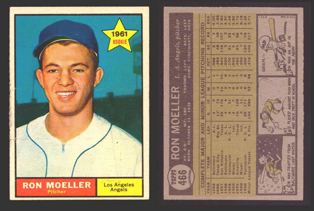 1961 Topps Baseball Trading Card You Pick Singles #400-#499 VG/EX #	466 Ron Moeller - Los Angeles Angels  - TvMovieCards.com