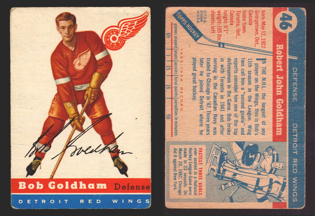 1954-1955 Topps Hockey NHL Trading Card You Pick Single Cards #1 - 60 F/VG #46 Bob Goldham (Fair)  - TvMovieCards.com