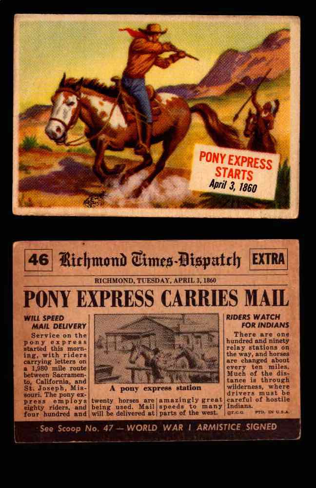 1954 Scoop Newspaper Series 1 Topps Vintage Trading Cards You Pick Singles #1-78 46   Pony Express Starts  - TvMovieCards.com
