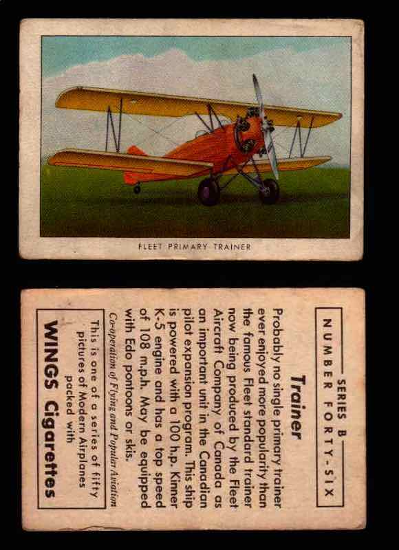 1941 Modern American Airplanes Series B Vintage Trading Cards Pick Singles #1-50 46	 	Fleet Primary Trainer  - TvMovieCards.com