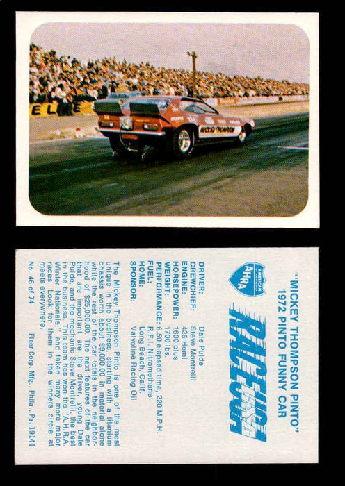 Race USA AHRA Drag Champs 1973 Fleer Vintage Trading Cards You Pick Singles 46 of 74   "Mickey Thompson's Pinto"  - TvMovieCards.com