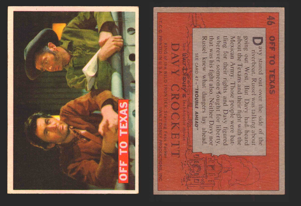 Davy Crockett Series 1 1956 Walt Disney Topps Vintage Trading Cards You Pick Sin 46   Off to Texas  - TvMovieCards.com